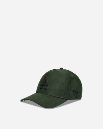 New Era LA Dodgers Faux Suede 9FORTY E-Frame Cap Dark Green