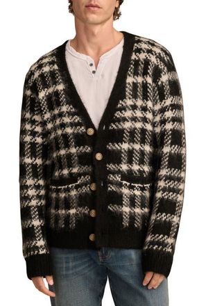 Lucky Brand Oversize Plaid Brushed Cardigan in Black Combo at Nordstrom, Size X-Large