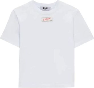 Msgm Msgm, Tops, Dames, Wit, S, Katoen, T-shirt met logo