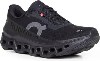 On Womens Black Cloudmonster 1 Sneakers Recycled Polyester Trainers