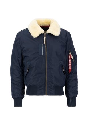 Alpha Industries Bomberjacke ALPHA INDUSTRIES Injector III, Herren, Gr. M, blau (rep.blau), Obermaterial: 100% Nylon, Futter: 100% Nylon, Kapuzenfutter: 100% Schaffell