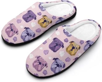 Generic Bulldog Rose Mens Slippers Comfortable And Non-slip Cotton Slipper Shoe for House