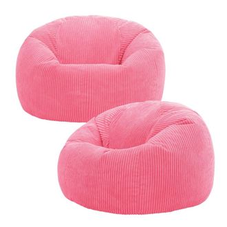Icon Brand Set de 2 pufs de pana rosa bubble-gum