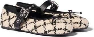 Miu Miu Boucl&eacute; Check Ballerinas, Woman, Ivory/black, Size 36,5