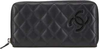 Chanel Black Leather Long Wallet (Bi-Fold) (Pre-Owned)