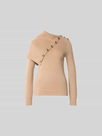 Paco Rabanne Wollpullover in Strick-Optik in Beige, Gr&ouml;&szlig;e L