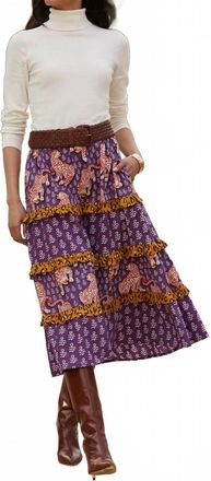 Printfresh Now Or Later Tiger Queen Skirt In Purple/brown/black