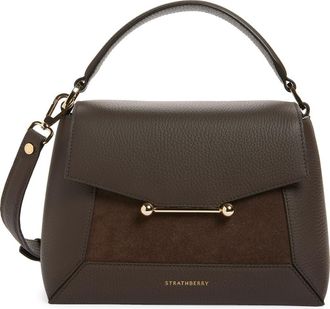 Strathberry Mosaic Leather Top Handle Bag in Dark Chocolate at Nordstrom