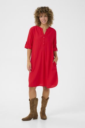 Cream Jurk Straight fit High Risk Red