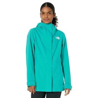 The North Face City Breeze Rain Jacket Womens Green Hooded Full Zip SGN1689