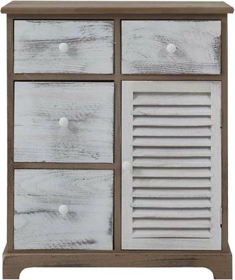 Mobili Rebecca Rebecca Mobili Armario Organizador Blanco Gris 4 Cajones 1 Puerta Madera 70x60x30