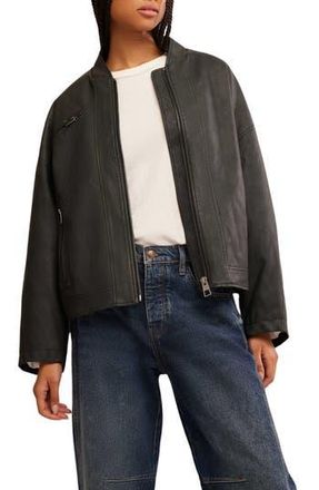 Free People Vinny Faux Leather Bomber Jacket in Black at Nordstrom Rack, Size X-Large