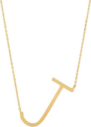 MAX + STONE 10k Yellow or White Gold Large Sideways Block Letter Initial with Cable Chain
