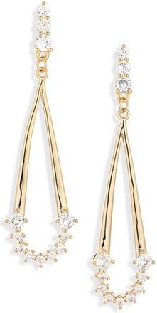 Nordstrom Rack Cubic Zirconia Teardrop Dangle Earrings in Clear- Gold at Nordstrom Rack