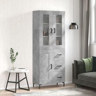 vidaXL vidaXL Credenza Grigio Cemento 69,5x34x180 cm in Legno Multistrato