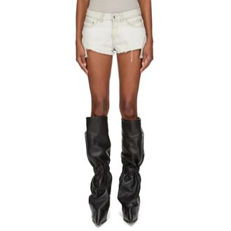 Rick Owens Denim Shorts, female, White, Size: W27 Bias Cutoffs Shorts
