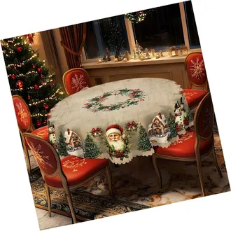 OEM Mantel Navide&ntilde;o De Poli&eacute;ster Lavable A M&aacute;quina - 152 X 152 Cm Redondo