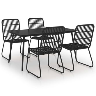 vidaXL Juego De Comedor Para Jard&iacute;n 5 Piezas Rat&aacute;n Sint&eacute;tico Y Vidrio Vidaxl
