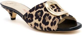 Amalfi By Rangoni Dalmazia Kitten Heel Slide Sandal in Leopard Leo/gold Ornament at Nordstrom, Size 6.5