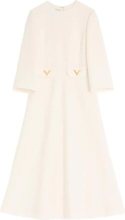 Valentino Garavani Vlogo midi dress - women - Wool/Silk - 40 - Neutrals