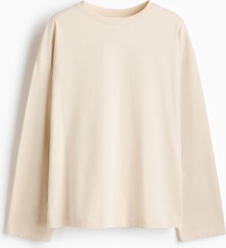H&M Langarmshirt aus Baumwolle - Beige