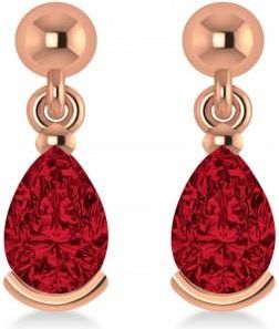 Allurez Ruby Dangling Pear Earrings 14k Rose Gold (2.00ct)