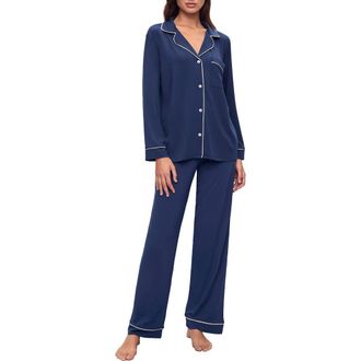 Eberjey Gisele Long Pajamas in Navy/white at Nordstrom, Size X-Small