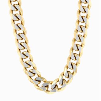 Robert Alton Stainless Steel with Yellow Finish Beveled Curb Link Chain