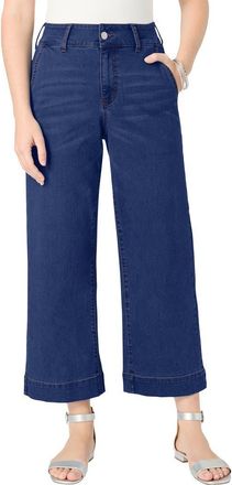 Roaman's Plus Size Wide Leg Crop Jean in Dark Wash at Nordstrom, Size 34
