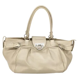 Ferragamo Gancini Leather Gold Leather Handbag (Pre-Owned)