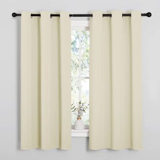 No Brand Cortinas/cenefas Opacas Aislantes T&eacute;rmicas De Color Beige Para Ventanas De Dormitorio (2 Piezas, 42 Pulgadas De Ancho, 63 Pulgadas De Largo, Negras)