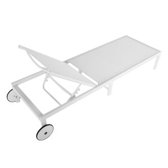 Kactus Republic Tumbona multiposiciones de aluminio blanco con ruedas