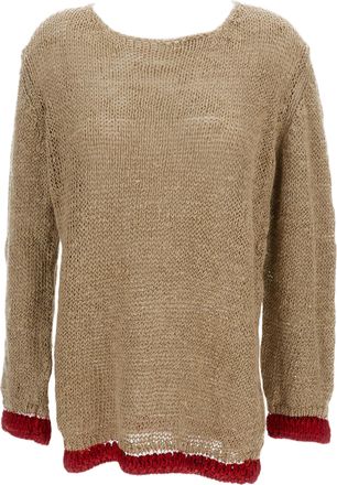 Comme Des Gar&ccedil;ons Beige Linen Crew Neck Pullover