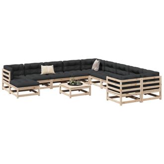 Berkfield Home 12 Piece Garden Sofa Set Solid Wood Pine in Brown