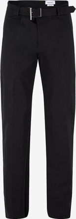 Alexander McQueen Gerade Hose aus technischer Baumwolle mit Gürtel T-Bar