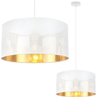 OEM L&aacute;mpara Colgante Asti Blanca 1 Pantalla Plana Dorada Blanca 40cm