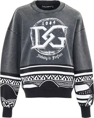Dolce & Gabbana D&eacute;lav&eacute; Sweatshirt met Nobody is Perfect Print - Heren - Sweatshirts - Zwart - XS - Katoen - Hoodies & sweatvesten