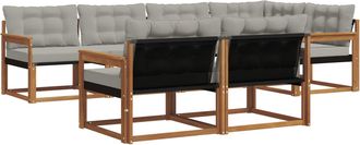 vidaXL Conjunto De Sof&aacute;s De Exterior 7 Uds. Natural Y Gris Claro Vidaxl