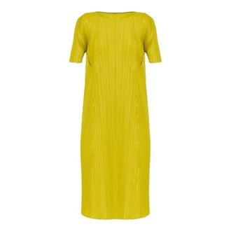 Issey Miyake Dames, Jurken, Geel, Maat: 2XS