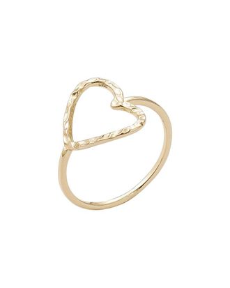 Adornia Adornia 14K Plated Hammered Open Heart Ring