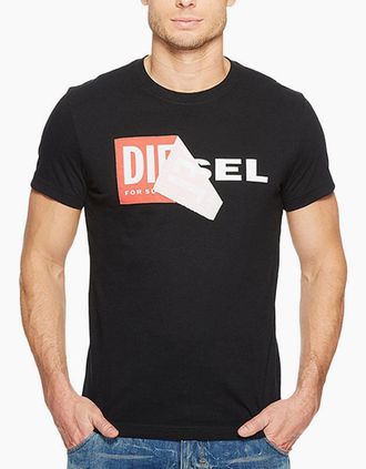 Diesel Mens DIESEL T DIEGO QA Mens T-Shirt Short Sleeve Slim Fit Casual - Black - Size: 38