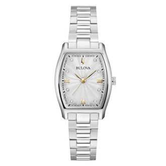 Bulova Tank Quartz Silver Dial Ladies Watch 96P232