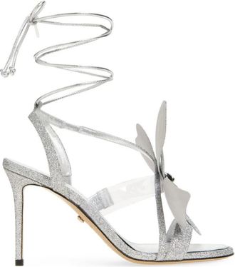 Mach & Mach Glitter Ronde Neus Sandalen - Dames - Sandalen met hakken - Grijs - 39 1/2 EU - Schoenen