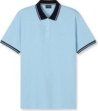 Olymp Poloshirt OLYMP Casual, Herren, Gr. XXL, blau (bleu), Piqu&eacute;, Obermaterial: 100% Baumwolle, Shirts Poloshirt, farbliche Kontrast-Details