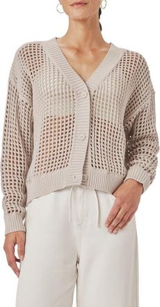 Splendid Camellia Openwork V-Neck Cotton Blend Cardigan in Fawn Beige at Nordstrom, Size Medium