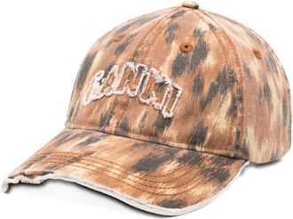 Ganni Bedrukte Baseball Cap - Dames - Petten - Bruin - ONE Size - Katoen - Accessoires