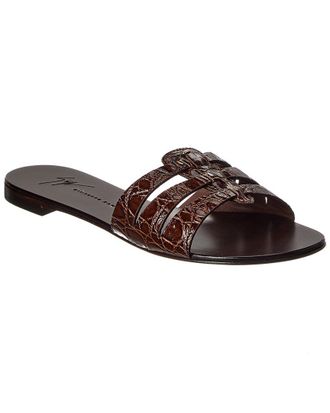 Giuseppe Zanotti Anuvorock Croc-Embossed Leather Sandal