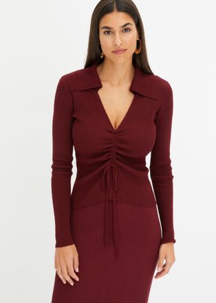 Bonprix Strickpullover BONPRIX Pullover, Damen, Gr. 48/50 (XL), rot (rubinrot), Obermaterial: 70% Viskose, 30% Polyamid, schmal, Pullover Strickpullover, aus 