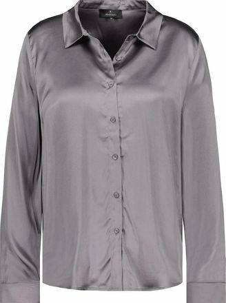 Monari Hemdkragen Bluse - Dames - Blouses & Shirts - Grijs - Maat: L Satijn