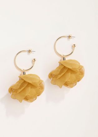 Fat Face FatFace Yellow Petal Hoop Earrings